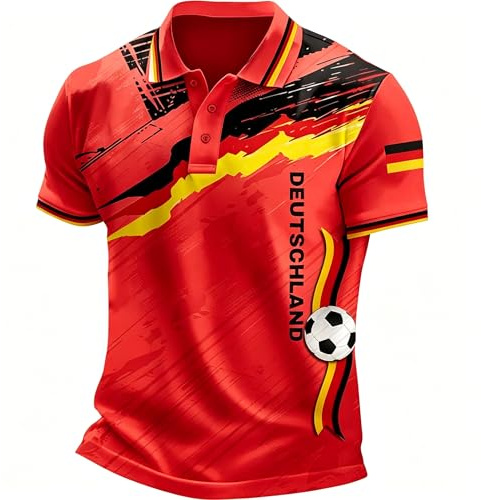 Deutschland Shirt Herren Wm Deutschland Trikot 2026 Poloshirts Für Herren Herrenhemd mit Deutschem Flaggenprint,Geeignet Für Alltag,Festivals Und Wettkämpfe Hemd Sportshirt Trainingsshirt