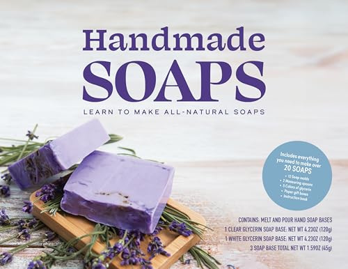 Handmade Soaps Kit: Learn to Make All-Natural Soaps – Make Over 20 Soaps - Includes 12 Soap molds, 2 measuring spoons, 5 Colors of glycerin, Paper gift boxes, Instruction book