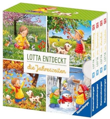Lotta entdeckt die Jahreszeiten - Schuber mit 4 Vorlesebüchern: Frühling, Sommer, Herbst und Winter für Kinder ab 18 Monaten