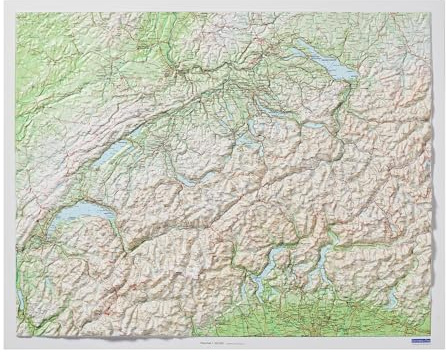Kümmerly+Frey Relief Karte Schweiz ohne Rahmen 1:500.000: 3D Wandkarte