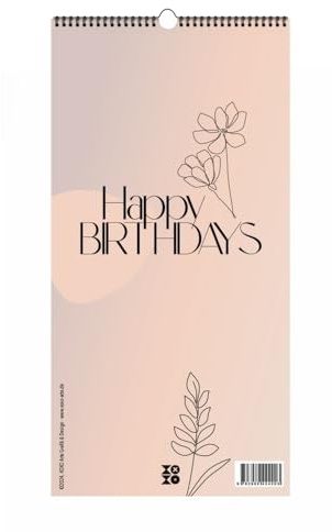 Immerwährender Geburtstagskalender Happy Birthdays ohne Jahreszahl. Florale Lineart in Bohofarben.: Ein Wandschmuck für Designliebhaber: Der beliebte dekorativer Geburstagskalender von XOXO Arte