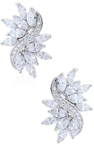 Crystalline Azuria Bröllop Stud Örhängen Vit Zirkoniumkristaller 18ct Guldpläterad för Kvinnor