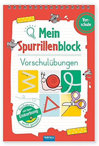 TRÖTSCH - Spurrillenblock Vorschulübungen | Übungsbuch mit vorgeprägten Linien für spielerische Schwungübungen: Übungsheft mit kreativen Bastelideen ... Lernspaß | Ab 4 Jahren (Spurrillenblöcke)