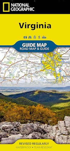 Virginia Guide Map by National Geographic – Waterproof Foldable Road & Travel Map with Blue Ridge Parkway, Shenandoah, Historic Sites & Scenic Drives (National Geographic Guide Map)