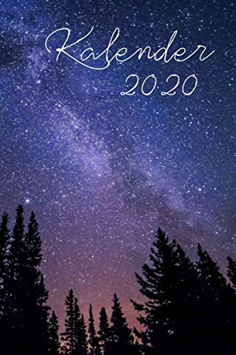 Kalender 2020: Wochenplaner in 6x9 (ca. DIN A5) für 2020, 1 Woche auf 2 Seiten, Cover Nachtwald Schreibschrift, mit viel Platz für Termine und Kreatives, 120 Seiten / Jahreskalender/ Jahresplaner