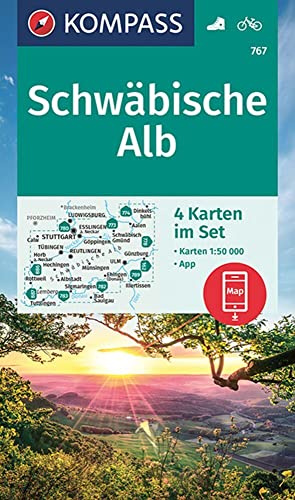 KOMPASS Wanderkarten-Set 767 Schwäbische Alb (4 Karten) 1:50.000: inklusive Karte zur offline Verwendung in der KOMPASS-App. Fahrradfahren.