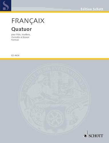 Quartet: for flute, oboe, clarinet in B flat and bassoon. Flute, Oboe, Clarinet and Bassoon. Partition d'étude.