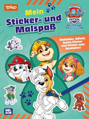 PAW Patrol Mitmachbuch: Mein Sticker- und Malspaß: Malbilder, Rätsel, bunte Sticker und Sticker zum Ausmalen! | für Kinder ab 4 Jahren