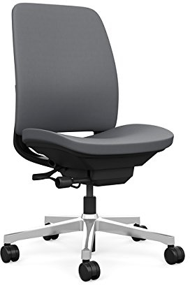 Steelcase Amia Task Chair: Black Frame/Polished Aluminum Base - Armless - Hard Floor Casters
