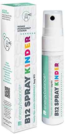EnergyBalance Vitamin B12 Spray für Kinder - Mundspray kindgerecht dosiert, Bio-Aktiv - 3 µg Methylcobalamin je Sprühstoß - Vegan, ohne Alkohol, ohne Zucker - Qualität aus der Schweiz - 210 Portionen