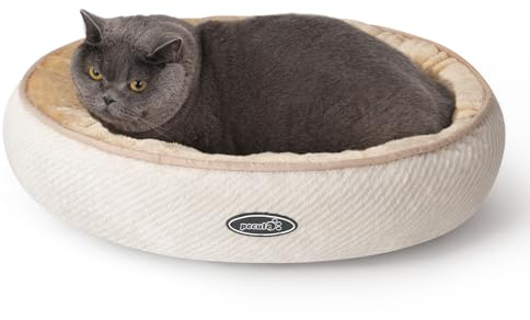 pecute Katzenbett Katzenkorb zum Schlafen, Rundes Hundebett Kleine Hunde Weich Und Waschbar, Katzenkissen Flauschig, Katzen Schlafplatz, Cat Bed Katzennest S 50 * 15cm