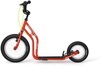 Yedoo Wzoom New Kinder Tretroller - für Kinder ab 6 Jahre, ab 120 cm Körperhöhe, mit Luftreifen 16/12 - für Mädchen und Jungen, Höhenverstellbar mit Ständer und Reflexelementen, rot