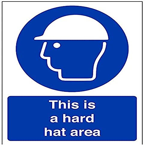 vsafety 41003 Hammer an-r Dies ist ein Hard Hat Bereich Pflicht Schutzbekleidung Zeichen, starrer Kunststoff, Hochformat, 150 mm x 200 mm, blau