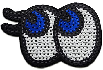 Catch the Patch Augen Mit Pailletten - (Größe: 7,4 x 4,6 cm) – Patches, Bügelbilder, Aufbügler – zum Aufbügeln oder Aufnähen – Ideal für Kleidung, Rucksäcke