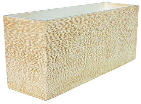 AnaParra Jardinera Rectangular Moderna en hormigón aligerado para Exterior Rectangular Pacífico 90X40X48cm. Natural Ocre