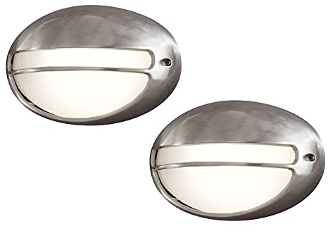 Konstsmide 2er Set Torino Oval Aluminium/Acrylglas Opal 7334-000 dimmbare Außenwandleuchte