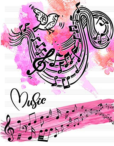 Notenlinien Notizbuch: Notenpapier Notenblätter Blanko Noten Modernes Cover für Mädchen in der Musikschule