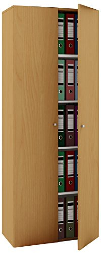 VCM Büroschrank mit 5 Fächern | moderner Aktenschrank mit Drehtüren | Maße ca. B. 70 x H. 178 x T. 40 cm – Vandol Buche