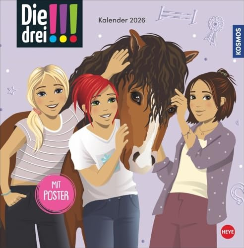 Die drei !!! Broschurkalender 2026: Das Mädchen-Detektiv-Trio in Aktion: Kalender mit coolen Bildern, spannenden Abenteuern und kniffligen ... Eintragen (Kino-Entertainment Kalender Heye)