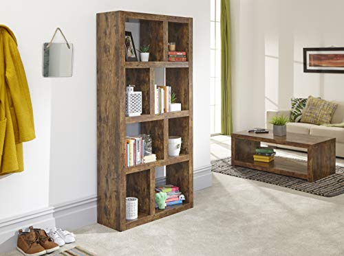 GFW Jakarta Mango Wood Tall Open Shelving Bookcase Unit For Home Office, Living Room Or Hallway, Wooden Shelves Cubby Furniture For Books, Display Ornament Or Plant, H165 x W80 x D29cm