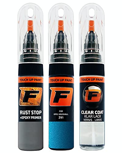 FIRANTO Lackstift Autolack Reparaturset für Opel Vauxhall 291 Ardenblau/Blue - 3-in-1 Autolack Kratzer Reparaturstift 15ml Grundierung, Klarlack