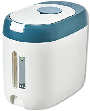 teng hong hui 10kg Rice Dispenser Bucket Insect-Proof Moisture-Proof Cereals Box Plastic Grain Food Snacks Container Measuring Cup,Blue