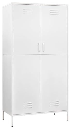 vidaXL Garderob 90x50x180 cm vit stål, klädskåp, stålskåp, hylla, klädskåp, stålskåp, hyllor, hängare, hängare, hängare, organisatör