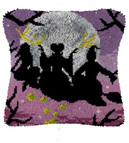 ROCKY&CHAO DIY Cross Stitch Kit 17x17 Inch Cross Stitch Kit Halloween Latch Crochet Kits for Kids Adults