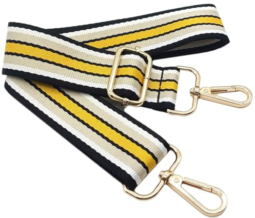 Verstellbarer Schultergurt für Taschen Gelbe, Taschengurte zum Wechseln, 80-130 cm Taschengurt Breit mit Karabiner Gold, Tragegurt Tasche für Damen Schulterriemen, Handtasche, 3.8cm, 1001