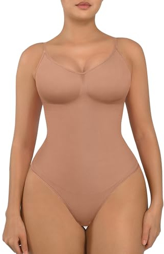 FeelinGirl Sömlösa Formande Body för Kvinnor – Shapewear med Tummy Control och T-gördel, Bodysuit med Overbust
