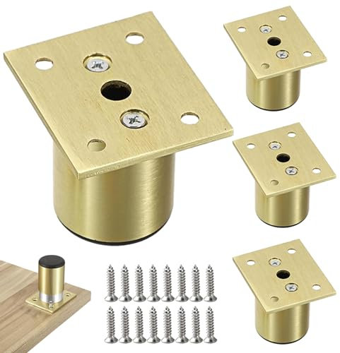 POHOVE 4 Pcs Height Adjustable Furniture Feet, Aluminum Alloy Furniture Legs for for Kitchen Cupboard Sofa Beds and DIY Furniture(COLOR:gold)
