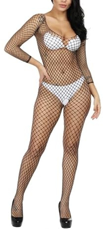 Charinor Fishnet Bodysuit Women mit Unten Offen für Frauen, Bodystocking Sexy Reizwäsche für Sex, Catsuit Ouvert, Erotische Outfit für Damen, Unterwäsche für Frau