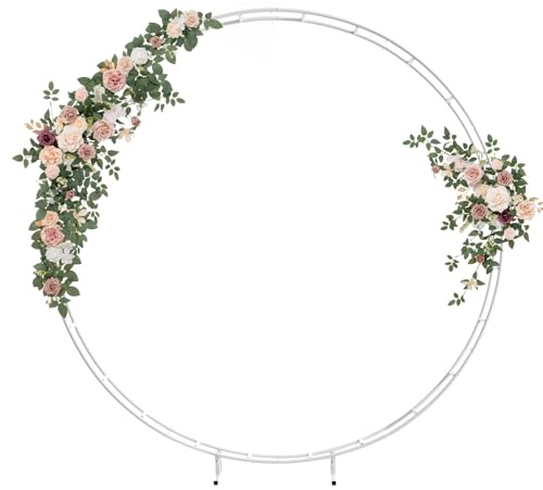 Ling's moment Wedding Arch Flowers - 4-Piece Set with 2 Floral Swags & 2 Rose Garlands, Artificial Outdoor Hanging Decor for Ceremony, Reception Backdrop, Party Arrangement, Dusty Rose & Cream