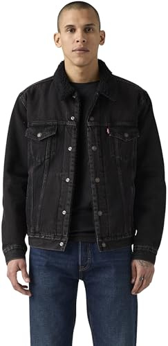 Levi's Hombre Cazadora vaquera Type III Sherpa Trucker forrada, Regular Fit, Negro (Built To Last Sherpa Trk), XL
