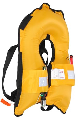 CORHAD Chaleco Salvavidas Autoinflable Negro con Bandas Reflectantes y Silbato Chaleco de Natación Ajustable para Adultos Portátil para Kayak Pesca y Deportes Acuáticos al Aire Libre