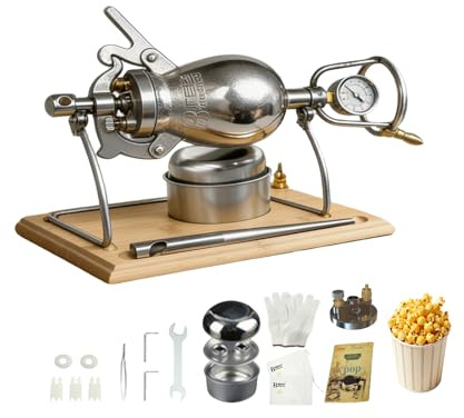 500ML Chinesische Popcornmaschine, Edelstahl Retro Hand Popcorn Maker | Klein Popcorn Kanone für Movie Night Partyspaß, Familientreffen