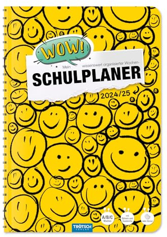 Trötsch Schulplaner WOW Smile 24/25: Planer Schülerkalender Hausaufgabenheft Timer