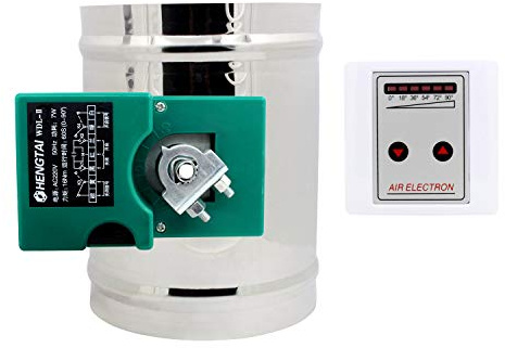 5 posiciones - 220v 16N HVAC compuerta motorizada valvula ventilacion regulable 80 100 125 150 200 250 300 350 400 mm (Diámetro externo 200mm + Altura 190mm)