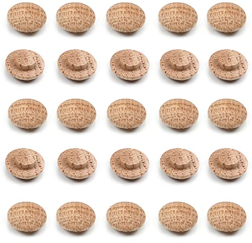 MroMax Runde Holzknopfstopfen, 1 cm Durchmesser, Eiche, Hartholz, Möbelknöpfe, Kappen, 10 mm, Holzschraubenabdeckungen für Schraubenlöcher, Handwerk, Möbel, Dekoration, Holzbearbeitung, 25 Stück