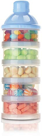 Yeeyf Tragbare Milchpulver-Behältertopf, 5-Layer-Baby-Milchpulverformel-Spender, Box-Milch-Dosen-Snack-Aufbewahrungsbox für Reise- Und Outdoor-Aktivitäten (Blau)