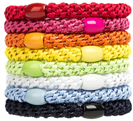 GYGYL Lot de 8 élastiques à cheveux de couleurs mélangées pour cheveux épais, sans dommages, sans plis (style 1)