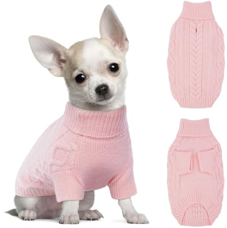 Hjumarayan Hundepullover Kleine Hunde - Schlicht & Elegant Hunde Pullover, Warm Hundepullover mit Geschirrloch, Schöner Hundepulli mit Beinen Hund Pullis für Chihuahua (Rosa XS)