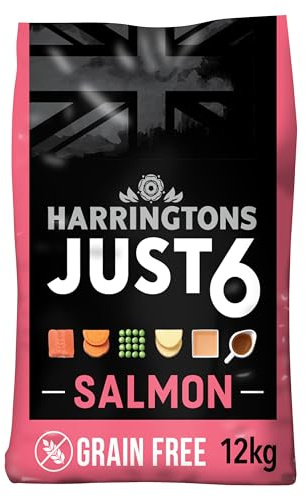 Harringtons Just 6 Complete Grain Free Hypoallergenic Salmon & Veg Dry Adult Dog Food 12kg - With Added Fresh Baked Bites