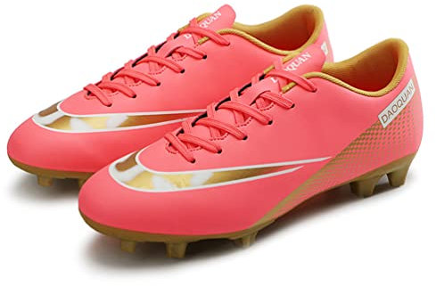 Kmrlofiy Scarpe da Calcio Uomo Professionale Teenager Scarpe Sportivo All'aperto Spike Tacchetti Outdoor Indoor Antiscivolo Scarpe da Allenamento Unisex Scarpe da Calcetto (Rosa, 40)