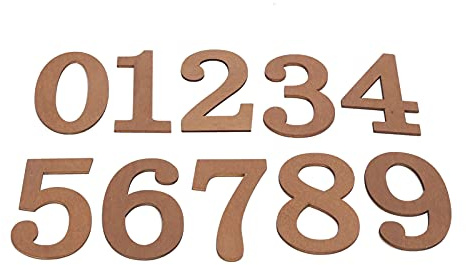 10 Stück Hölzerne Nummern 7,4 x 4,7 cm Unbearbeitete DIY Zahlen Holz 0 bis 9 Holz Arabische Zahlen für Brieftafeln, Wanddekorationen, Uhr DIY Dekoration