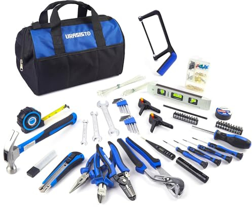 URASISTO 174-Piece Premium Tool Kit, Household Repairing Tool Set with 14 Inch Large Mouth Open Storage Tool Bag