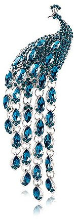 YAHOYA Damen Elegante Lange Quaste Große Pfau Kristall Broschen Zubehör Mode Dame Luxus Boutique Dekoration Bankett Anstecknadeln