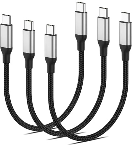 USB C auf USB C Kabel Kurz 20cm, 3 Stück PD 60W Ladekabel USB C Schnellladekabel und Datenkabel Nylon Typ c Ladekabel für iPhone 15/15 Pro/15 Pro Max Samsung Galaxy Huawei -USB 2.0 | PD 60W Datenkabel Nylon Typ c Ladekabel für iPhone 15/15 Pro/15 Pro Max Samsung Galaxy Huawei -USB 2.0