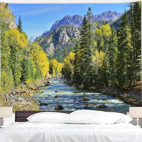 Tizhweqo Wandteppich 3D Natur-Landschaft, Wandbehang Gebirge, Wandtuch Natur-Landschaft Tapisserie Tapestry für Schlafzimmer Wohnzimmer Wohnheim Deko 180x230 cm X1668