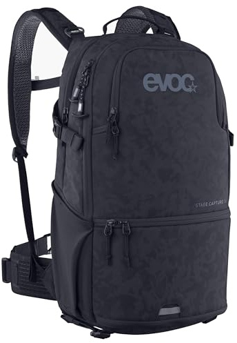 EVOC STAGE CAPTURE 16 Fotorucksack, black | Backpack, Wanderrucksack mit Fototasche, aufklappbares Kamerafach, Luftzirkulation am Rücken, optimale Kameratasche